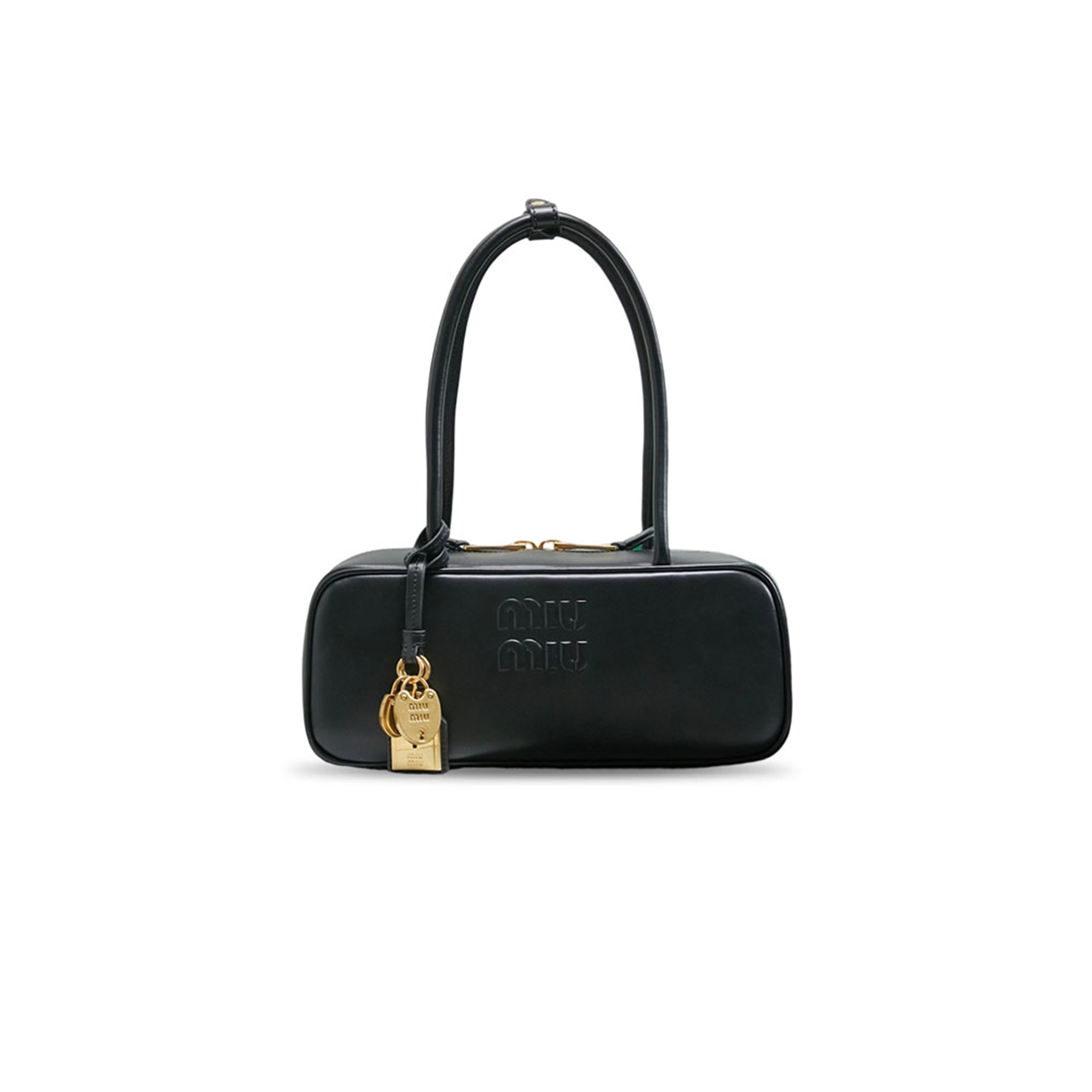 MIU MIU BEAU LEATHER BAG IN BLACK 5BB173 (28*12*8cm)